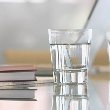 A glass of water on desk
