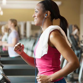 Woman running on treadmill